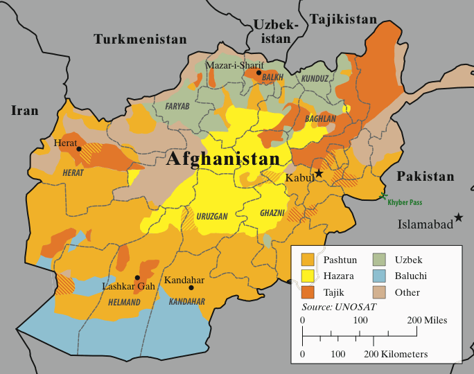The main ethnic groups in Afghanistan.