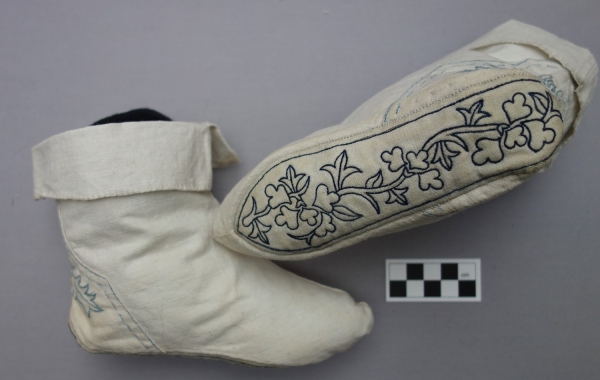 Pair of lotus socks, early 20th century.