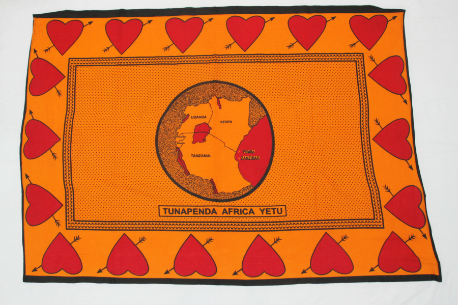 Kanga from Kenya, 2010. The Swahili text states; "We love our Africa."