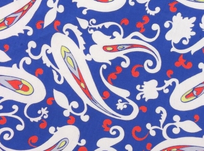 Printed cloth sample with paisley motifs, European, 1940's.