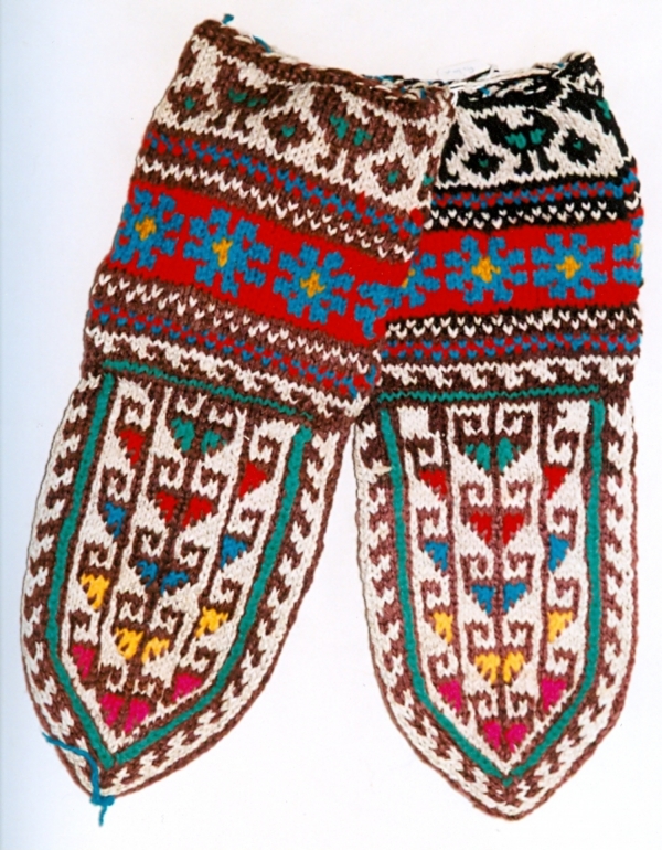 Pair of hand-knitted socks, Gilan, Iran, late 20th century.