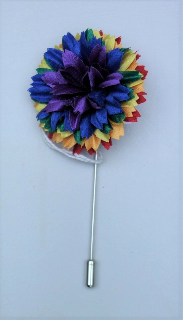 A commemorative pin celebrating the 50th anniversary of the Stonewall uprising, hand made by M&amp;S Schmalberg, New York.