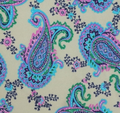 Printed cloth sample with paisley motifs, European, 20th century..