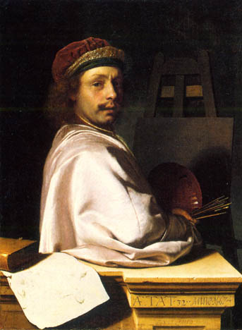 A self-portrait of Frans van Mieris, 1635-1681.