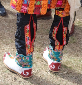 Backs of a pair of Bhutanese boots