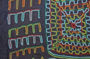 Close-up of piece of Wodaabe embroidery from a woman's top. Acquired early 21st century.