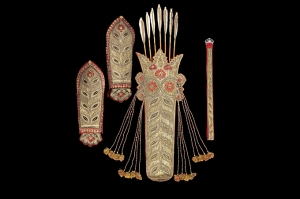 Quiver, armguards and belt from the armoury of Tipu Sultan, taken from Seringapatnam in AD 1799.