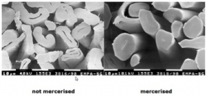 Fibres before and after mercerisation.