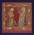 Embroidered panel of a burse, mid-14th century, England.