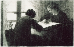 Les brodeuses, lithograph by Henri Fantin-Latour, c. 1895.