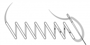 Schematic drawing of a tent stitch.