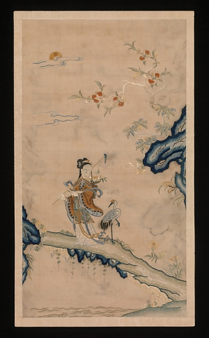 'Fairy and crane' embroidery, Qing Dynasty China. On display at the exhibition 'Painting with Threads: Chinese Tapestry and Embroidery, 12th&ndash;19th Century', MET New York, 2014-2015.