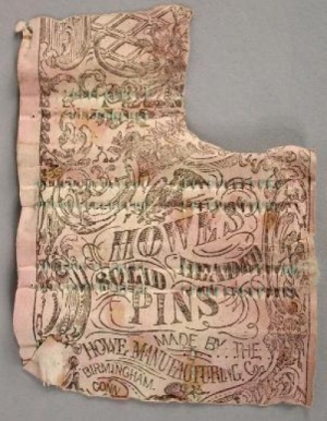 Paper wrapping of Howe's sewing pins.