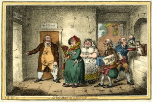 'An Old Maid on a Journey', a hand-coloured etching by the cartoonist, James Gillray, based on Brownlow North, 1804.
