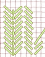 Schematic drawing of a broad stem stitch.
