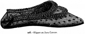 Embroidered Java canvas slipper.