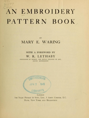 Title page of Mary E. Waring's An Embroidery Pattern Book (London 1917).