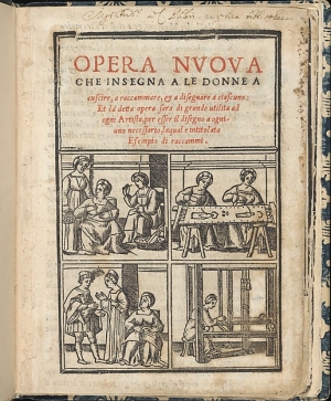 Title page of Tagliente's Essempio di Recammi (Venice 1527/1530).