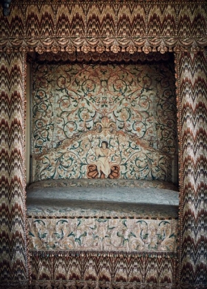 Embroidery on the Great Bed, Parham House, England. c. 1585.