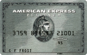 Inge Jacobson: The American Express platinum card, worked with cross stitch.