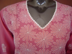 Woman's top with shadow embroidery (chikan work), India.