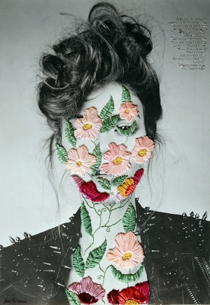 Photograph embellished with embroidery, by Jose Romussi.
