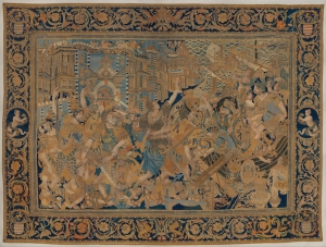 'The Abduction of Helen', embroidered and painted hanging made in China on the basis of an European pattern.