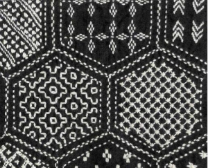 Detail of Shonai Sashiko sampler, made by Chie Ikeda.
