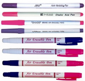 Ar-erasable markers for embroidery.