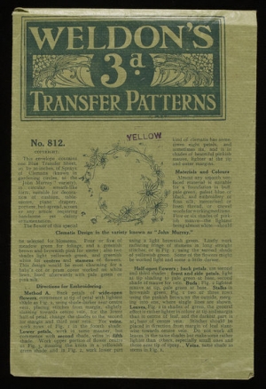 Packaging of an embroidery transfer, early 20th century, Weldon's Ltd, England.