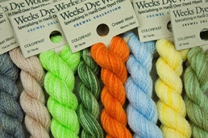Skeins of crewel threads.