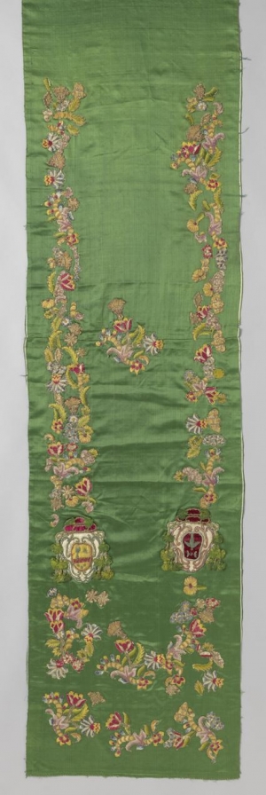 Embroidered wall covering, 18th century.