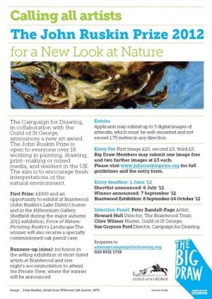 Announcement for the 2012 John Ruskin Prize.