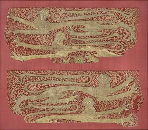 Fragments of an English horse trapper, c. 1330-1340.