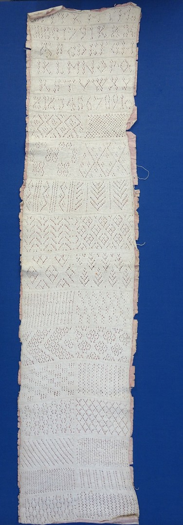 Knitting sampler from Hungary, 1791 (TRC 2016.2261).