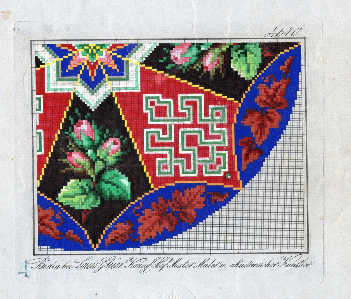 Berlin wool work chart, mid-19th century, made in Berlin (TRC 2018.1578).