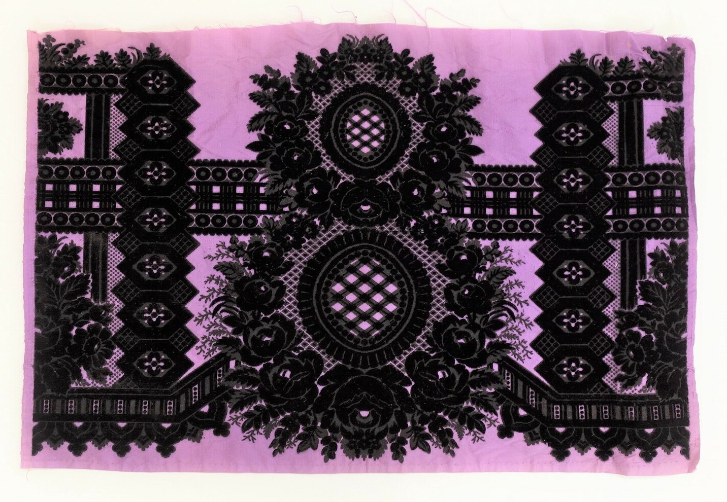 Hand woven cut and uncut velvet panel, apparently produced for the European market, 19th century, China (TRC 2018.2401).