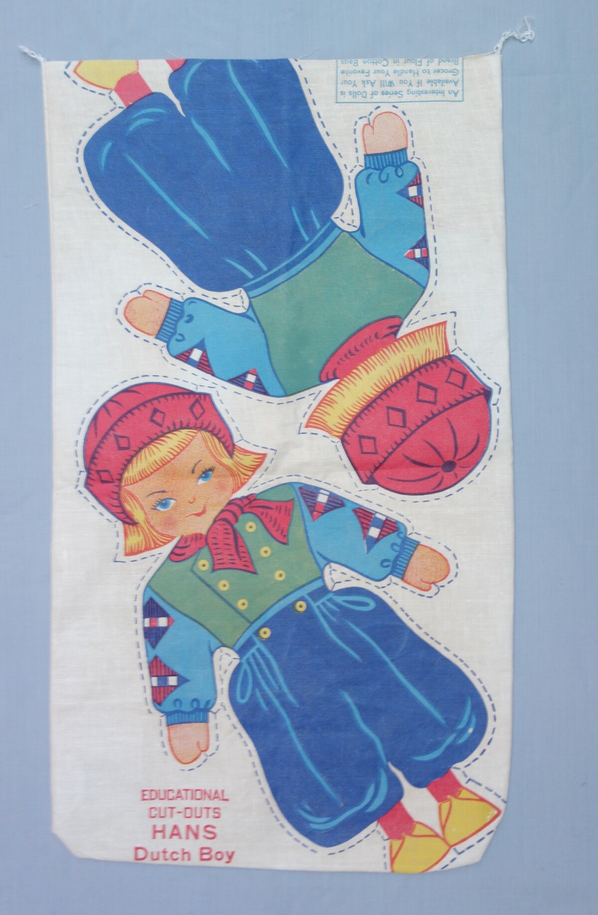 Printed doll: "Hans, Dutch boy." Sugar sack, USA, 1948-1950 (TRC 2019.2890).
