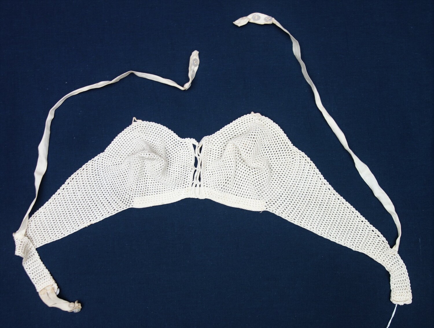 Crochet bra from the Netherlands, 1960's (TRC 2021.0136).