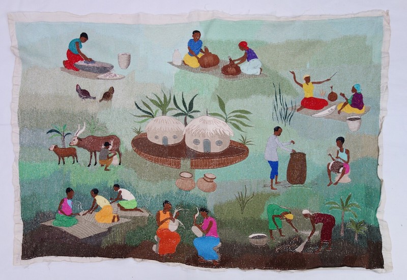 Embroidered panel made by the Savane Kabuye group in Rwanda, donated to the TRC in January 2021 (TRC 2021.0500a).