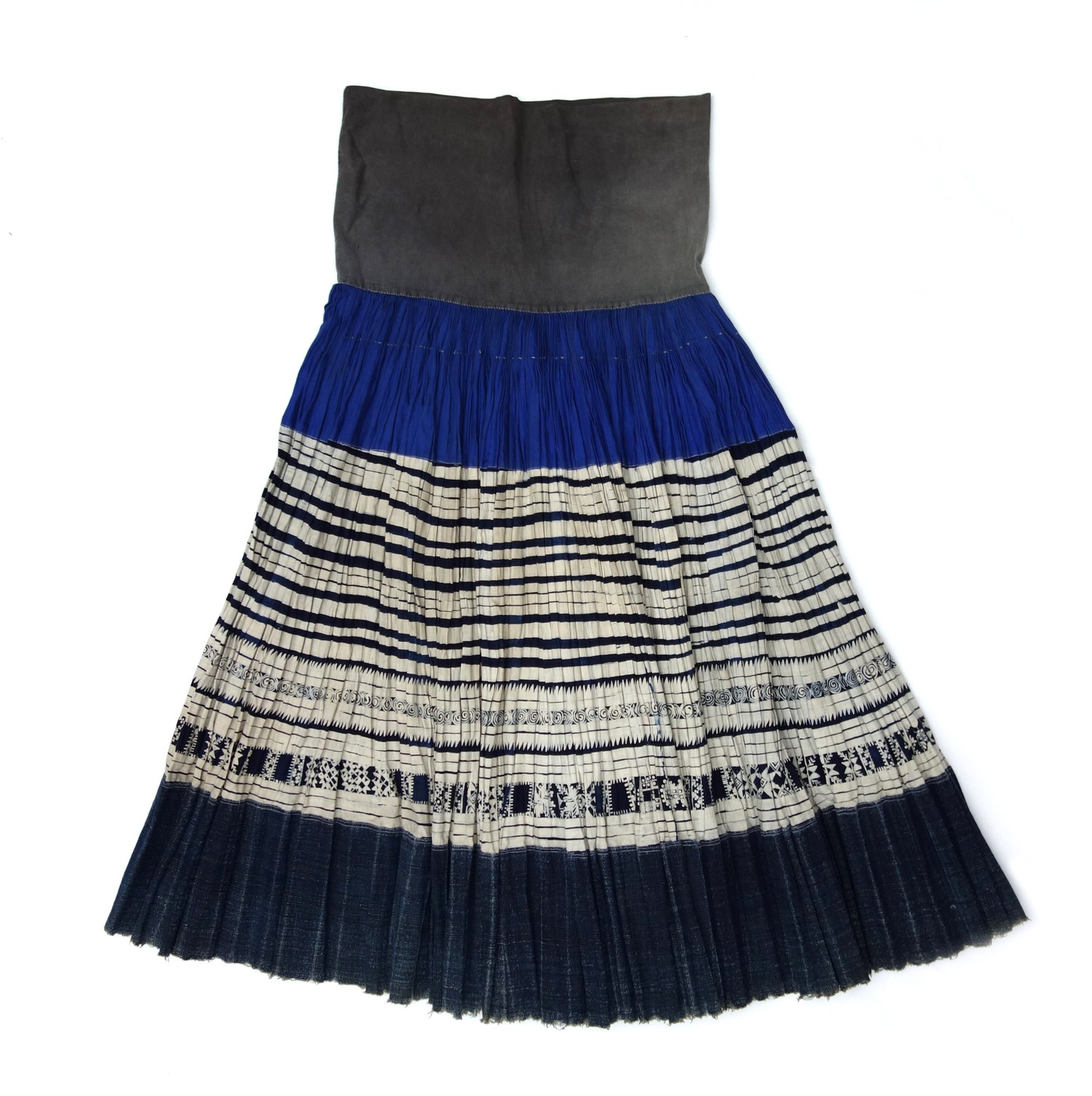 Fig. 2. Pleated skirt, cotton and silk with batik-dyed decoration. Guizhou, Ertang Miao, China, 20th century (TRC 2024.2742).