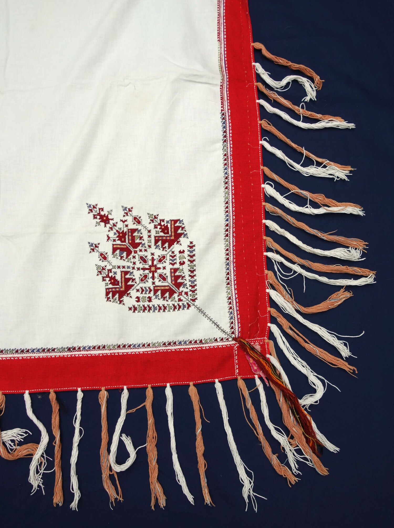 Fig. 4. Hand embroidered, cotton headscarf. Croatia, 20th century (TRC 2025.0255).
