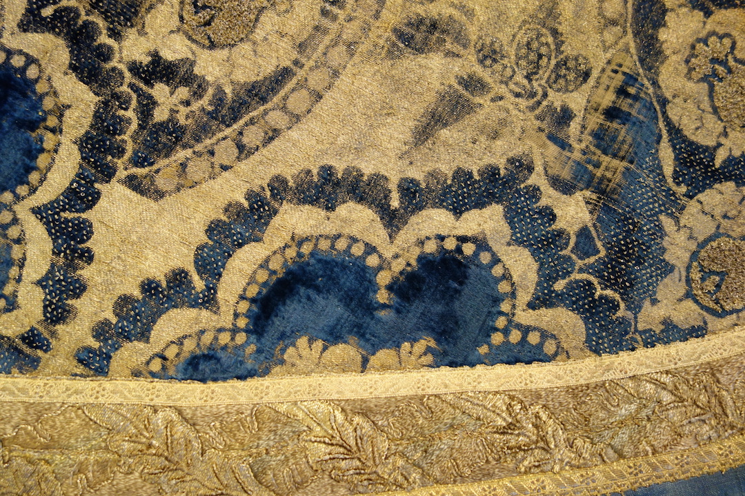 Detail of a 15th century Italian velvet cope with fire fly detail. Durham Cathedral. Photograph by author.