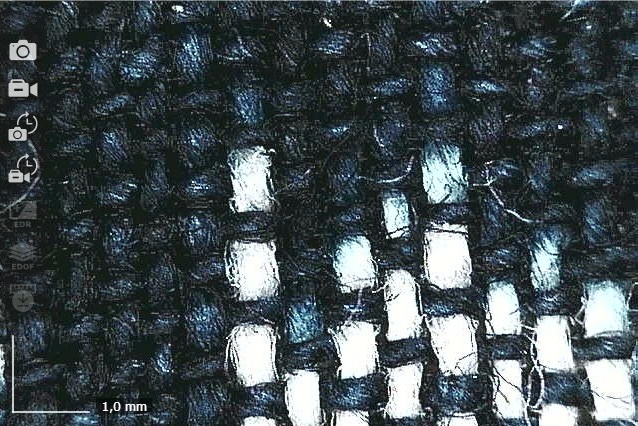 Fig. 3. Fiber and yarn observation using mounted Dino-Lite system (TRC 2017.1478-23).