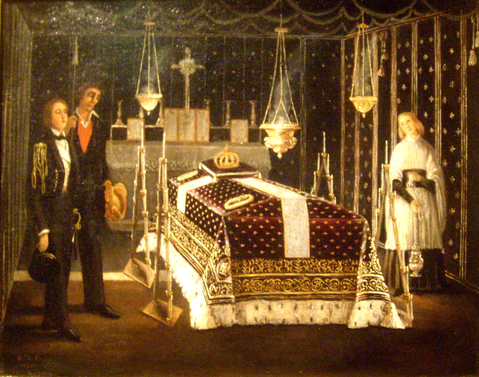 Chapelle ardente on board La Belle Poule, on the return voyage from St. Helena to France.