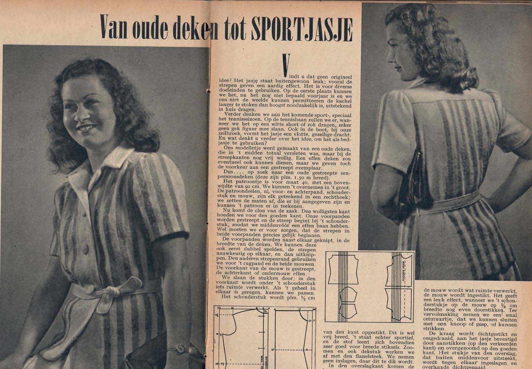 Article in the Dutch women's magazine Libelle about re-purposing a blanket, 1946.