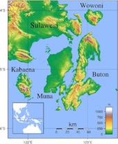 Map of Buton island, Sulawesi, Indonesia.