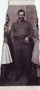 Sergeant William Rose of the Army Catering Corps; Marianne Rutten was standing to the left, and a sister of Marianne to the right.