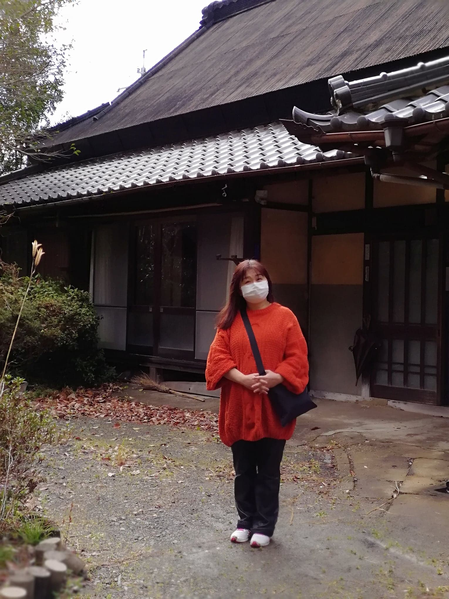 Masako Noda in front of the now demolished ancestral home of her husband's family, March 2021.