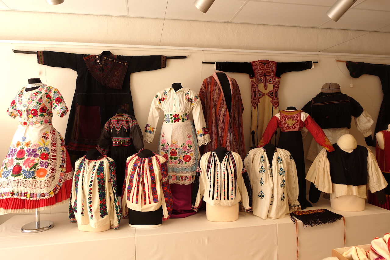 Part of the TRC pop-up exhibition of East European traditional clothing, for Sunday afternoon 24 April.